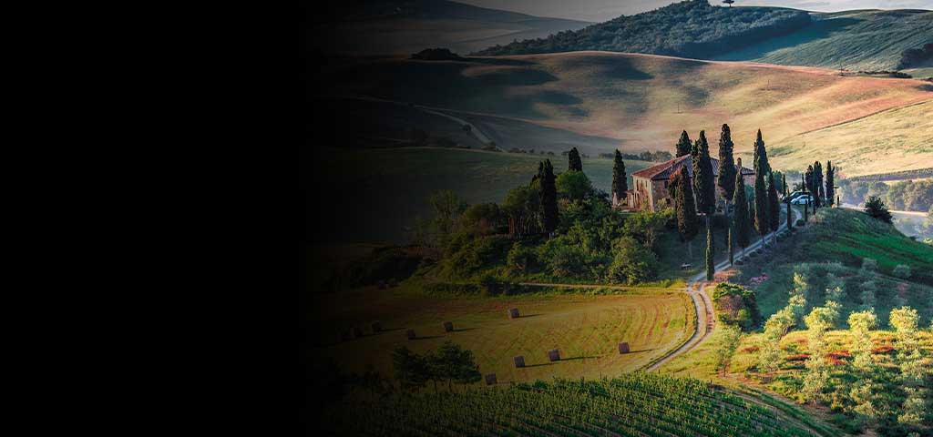 views of the greenery and mountainous terrain of Tuscany