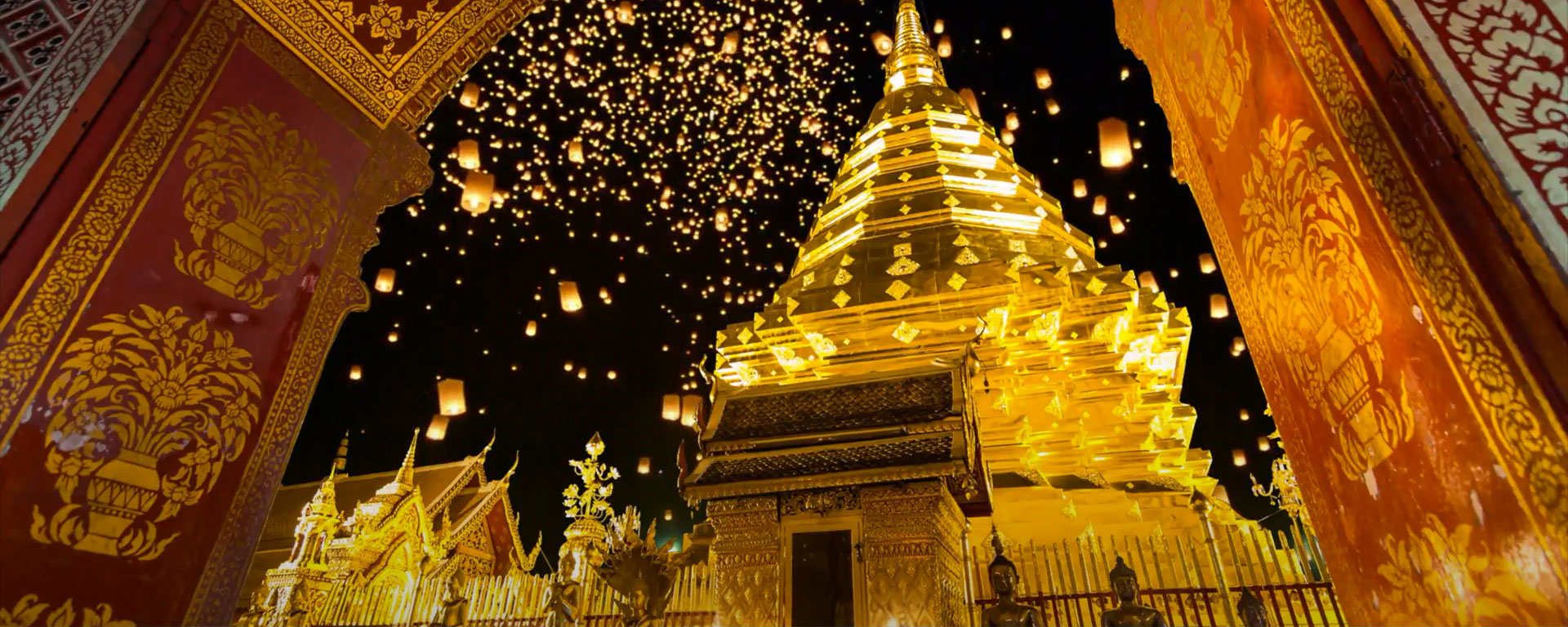 asian temple at night