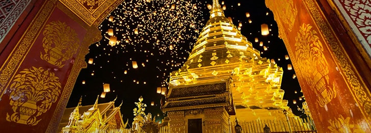 asian temple at night