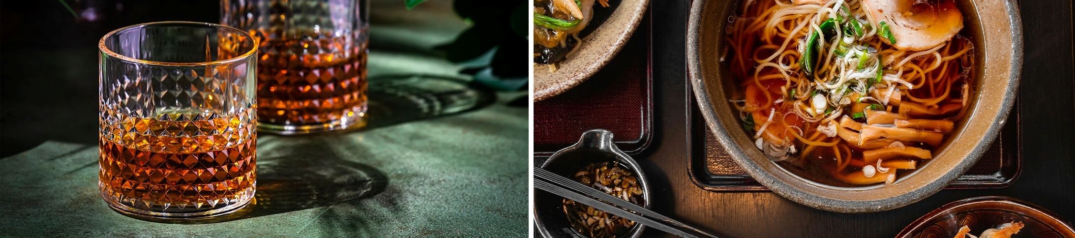 Japanese Whisky and Japanese noodle soup