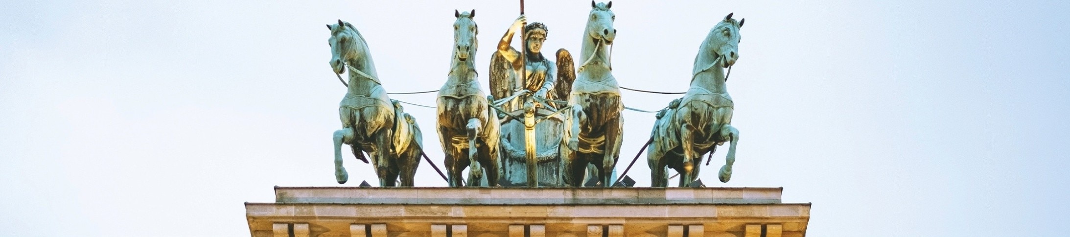 Quadriga sculpture atop the Brandenburg Gate in Berlin, Germany