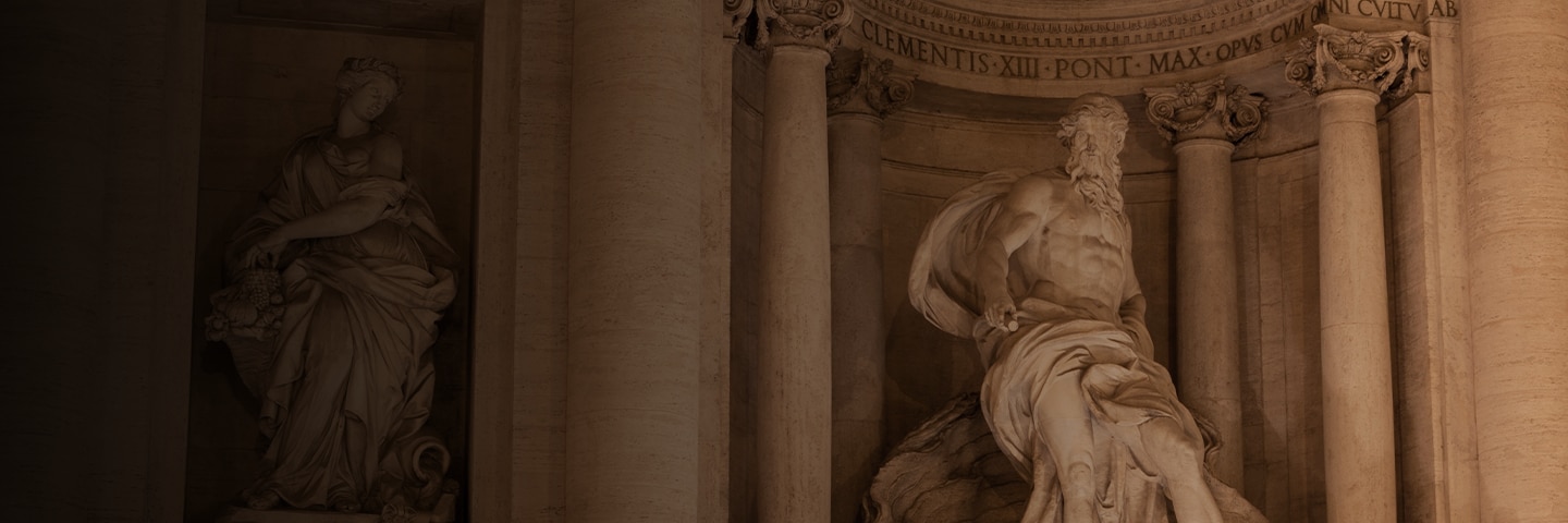 Primer Plano de la Fontana di Trevi en Roma, Italia