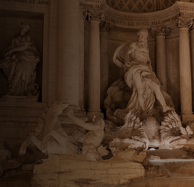 Primer Plano de la Fontana di Trevi en Roma, Italia