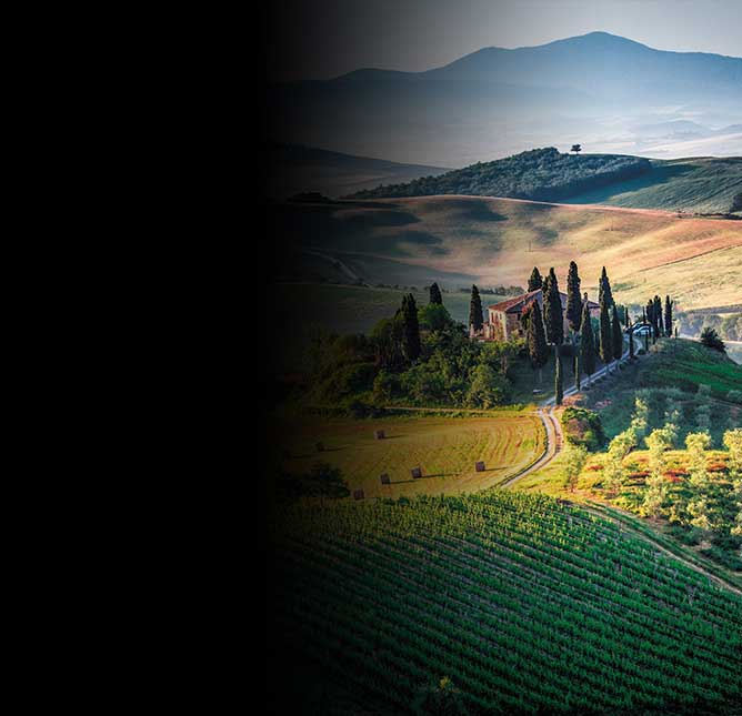 views of the greenery and mountainous terrain of Tuscany