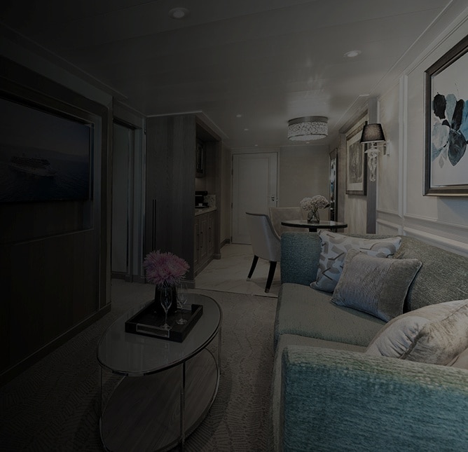 luxury cruise suite aboard a Regent cruise ship