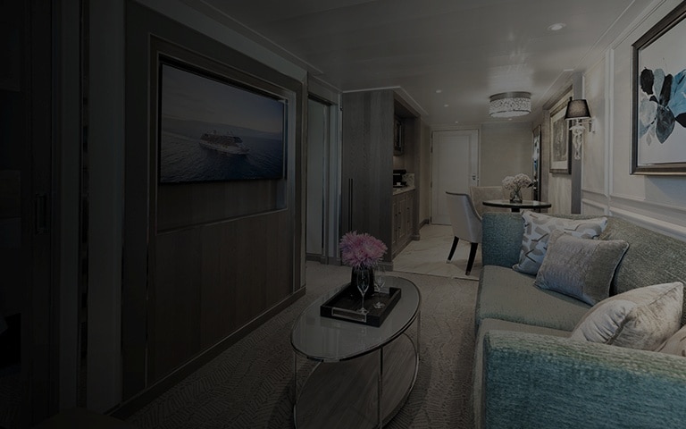 luxury cruise suite aboard a Regent cruise ship