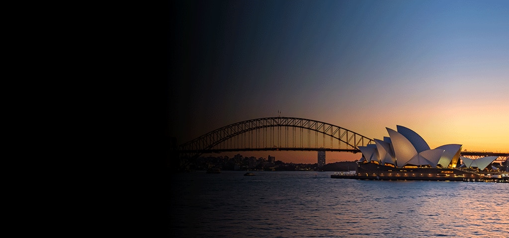 Sunset view of the Sydney Opera House, NSW, Australia