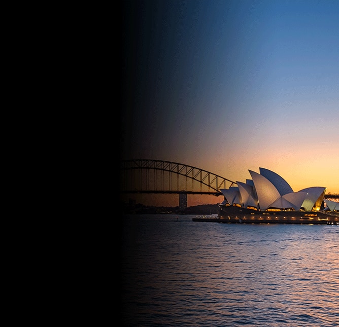 Sunset view of the Sydney Opera House, NSW, Australia