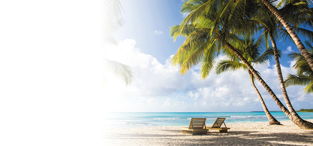 Beach Chairs on the sandy Caribbean beach