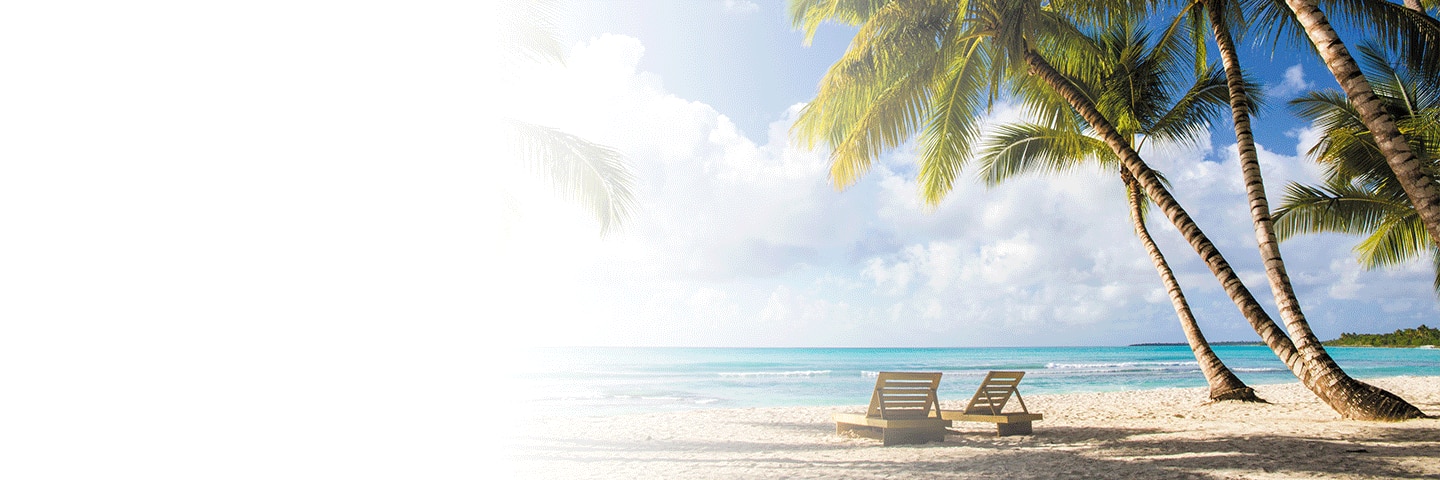 Beach Chairs on the sandy Caribbean beach