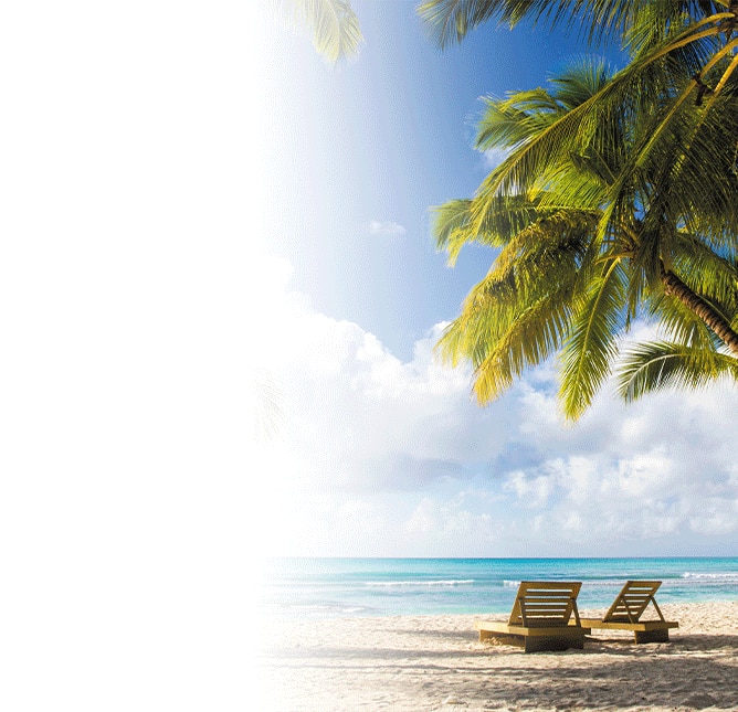 Beach Chairs on the sandy Caribbean beach