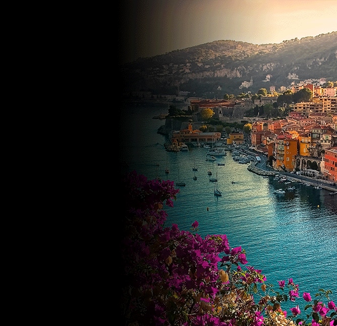 Panoramic view of Villefranche-sur-Mer, France