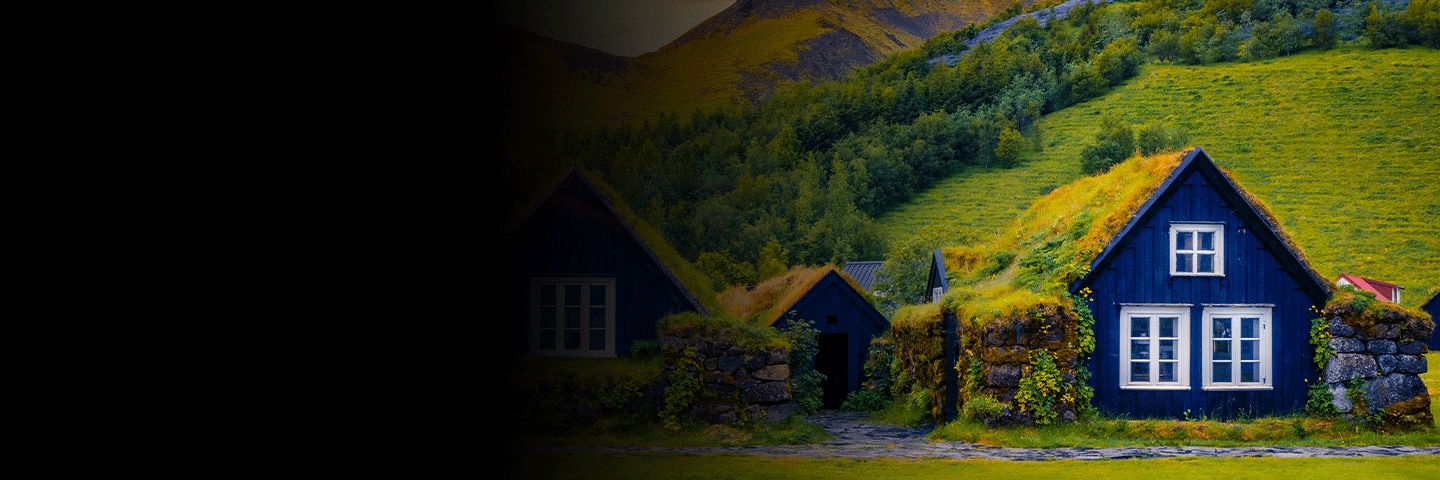 Beautiful cottage nestled in the mountains in Reykjavik, Iceland