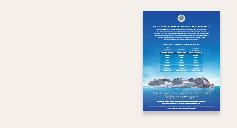 NCLH loyalty status honoring program flyer