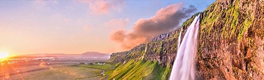 Charming beautiful waterfall Seljalandsfoss in Iceland