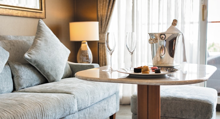 luxury cruise suite with champagne bucket