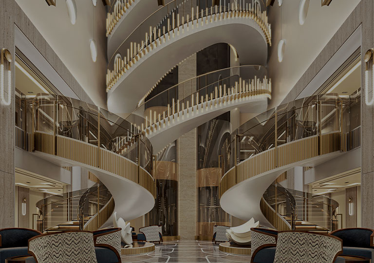 The Starlight Atrium inside of Seven Seas Prestige