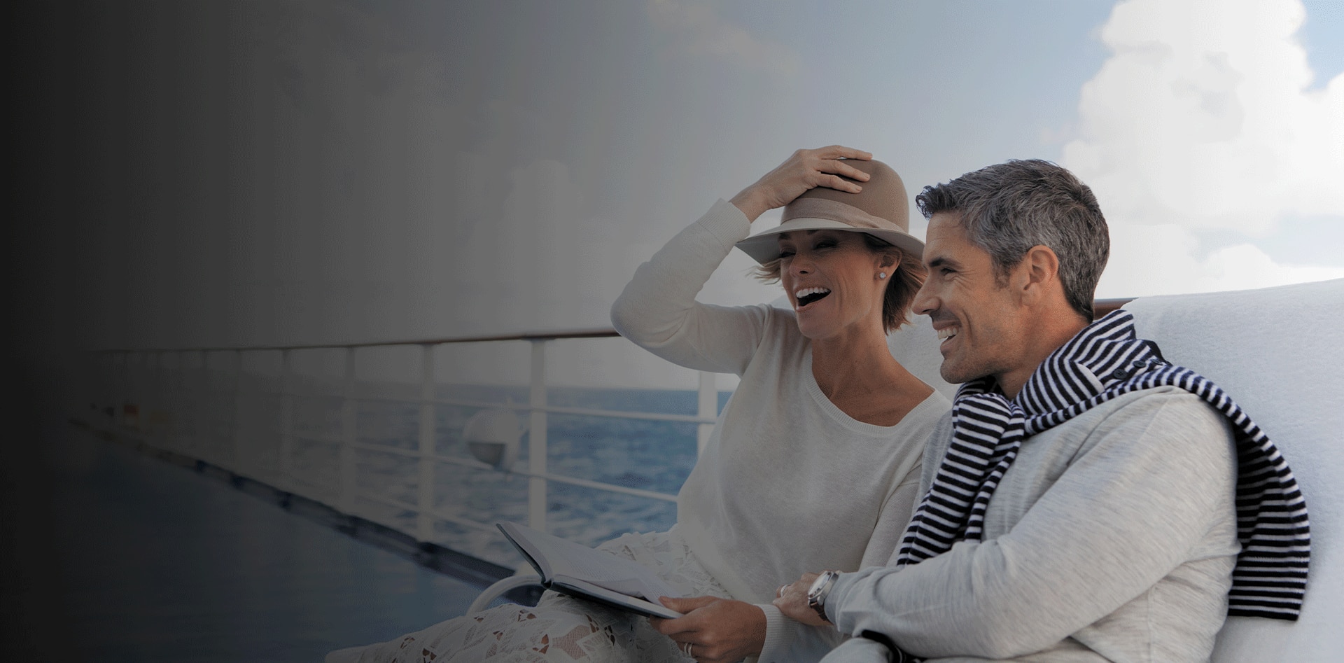 couple lounging and having a laugh