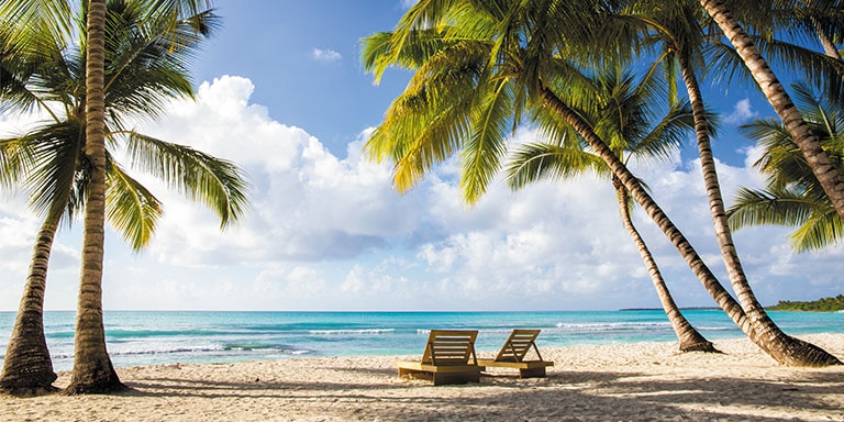 Beach Chairs on a sandy Caribbean beach