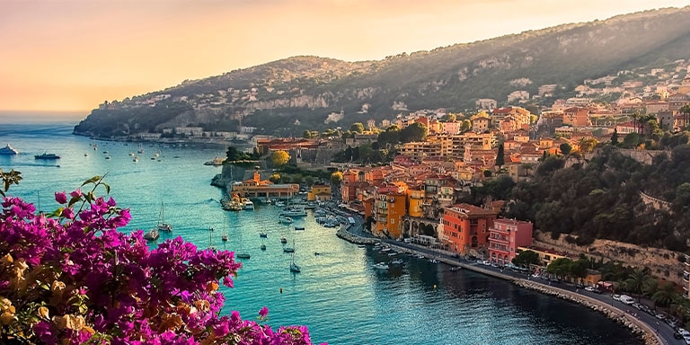 Panoramic view of Villefranche-sur-Mer, France