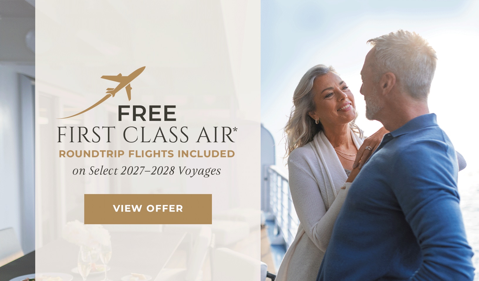 FIRST CLASS IN EVERY WAY FREE ROUNDTRIP FIRST CLASS AIR* on select Alaska, Caribbean, Canada & New England voyages
