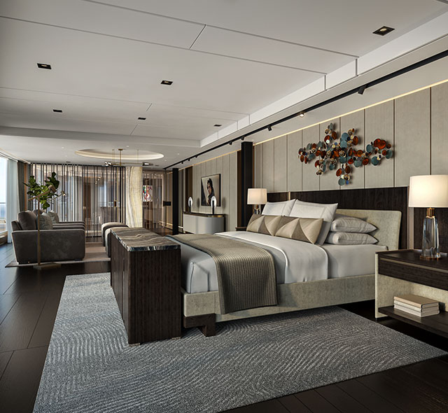 flou bed aboard seven seas prestige in skyview regent suite